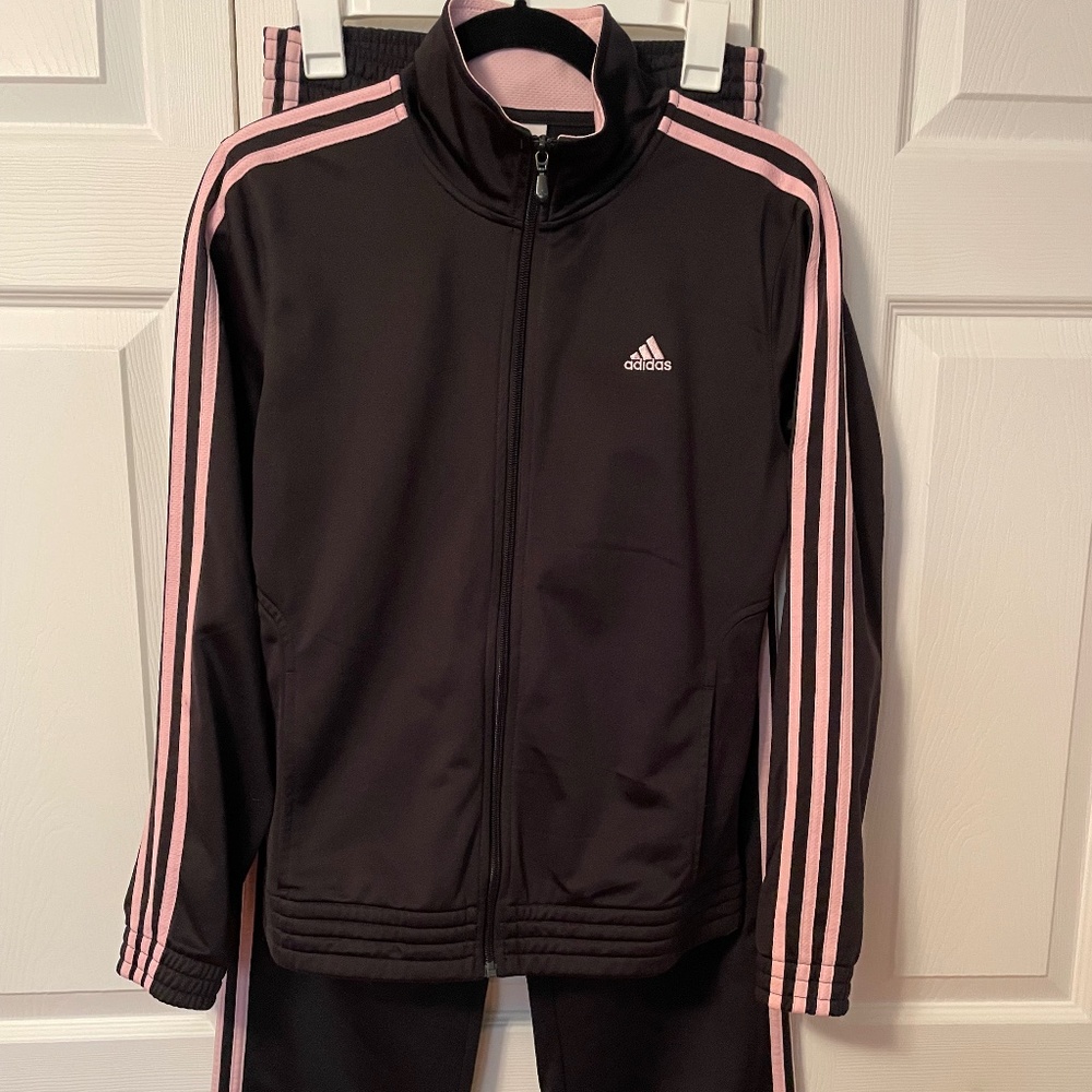 Women's Adidas Jogging Suit Black with Pink Size S/M